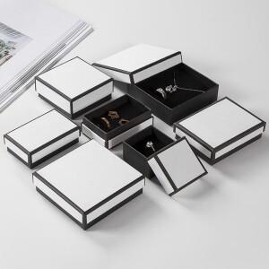 12 팩 화이트 블랙 골 판지 보석 상자 Earings 반지 목걸이 보관 7x9x3cm 크래프트 종이 여행 결혼 선물 먼