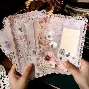 10 개/가방 빈티지 무늬 레이스 종이 스크랩북 재료 DIY 사진 앨범 콜라주 저널링 크리 에이 티브 문구