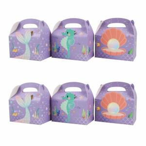 12PCS 새로 디자인 인어 테마 커스텀 종이 가방 만들기 음식 treatie 컵케익 선물 파티 용품