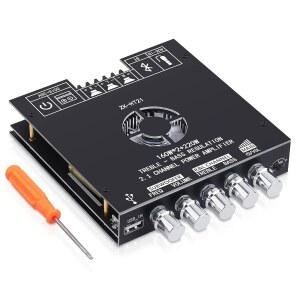 ZK HT21 블루투스 보드 160W 2 220W 서브우퍼 2 1 채널 오디오 모듈(트레블 및 베이스 제어 수동 스피커용 AUX / Bluetooth USB 입력