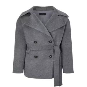 질스튜어트 뉴욕 여성 25FW 그레이 멜란지 울캐시미어혼방 벨티드 스트랩 하프코트 JSCO5D260G3