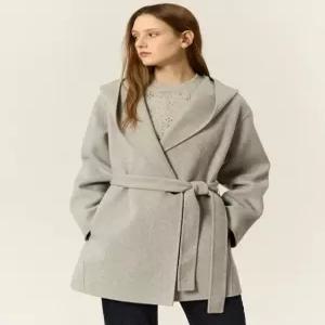 아떼 바네사브루노 여성 25FW 캐시미어 블렌디드 그레이 스트랩 후드 하프코트 VLCO5D403G2
