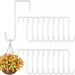 HNBun 24팩 2 x 6인치 비닐 울타리 후크 흰색 금속 행거 분체 도장 강철 도구 없이 걸 수 있으며 화분