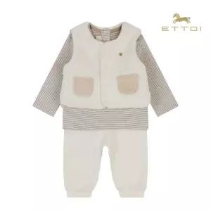 [롯데백화점]에뜨와 루이스베스트 3PCS 07T723201/출산,신생아,백일,돌선물,조카선물,유아외출복
