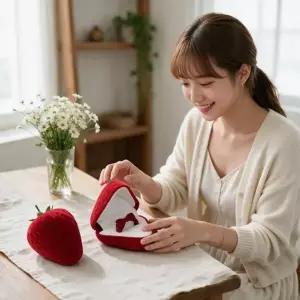 딸기 보석함 반지케이스 액세서리 보관함 귀걸이 보관 반지 함 목...