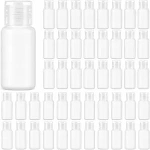 야누비 리필 보틀 0.7액량온스 20ml 50개 세트 반투명 플라스틱 원터치 캡 미니 분할 용기 로션 세럼