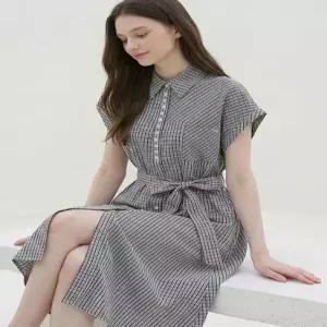카라(KARA) KARRA 77까지)클래식네이비체크원피스+벨트SET_A6M0750