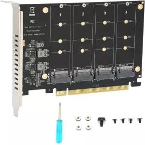 어댑터 카드 4포트 NVMe에서 PCI e 호스트 컨트롤러 확장 M2 SSD를 PCIE X6 M 키 하드 드라이브로 변환하는