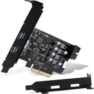 0Gbps PCIE USB C 카드 4포트 2개의 TypeC 내부 Type E 및 9핀 포함 헤더 확장 PCI Express 30 x4 데스크톱