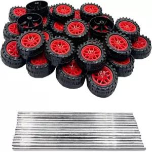 30PCS 장난감 자동차 바퀴 2mm 다이아 샤프트 플라스틱 DIY 모델 RC 트럭 로봇 부품(빨간색)을 위한 원형