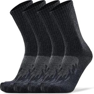 KitNSox 1/4팩 남녀 공용 메리노 울 하이킹 러닝 양말 크루용 따뜻하고 두꺼운 쿠션 아웃도어 워킹 스포츠