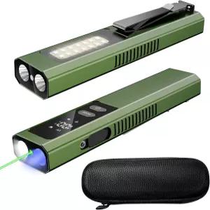 Acoero EDC 플래시라이트 4-in-1 포켓형 자석 슬림 플랫 고광량 작업등 그린 빔 및 UV 경고등 콤보 충전식