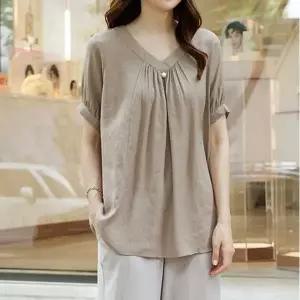 [하프클럽/데드라](~110size)레드온진주블라우스 TBD3374