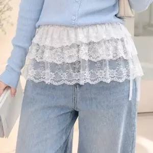 [하프클럽/]여성 레이스 레이어드 스커트 허리 밴딩 프릴 미니 덧치마 페이