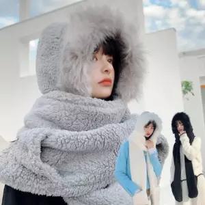 라쿤후드스카프 후드목도리 머플러 퍼 털 코디 목도리코디 LD-727