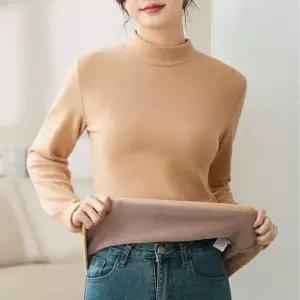 여자 겨울 기모 하프넥 반 폴라 티셔츠 무지 목 코디