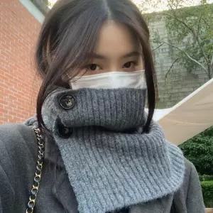 골지 단추 넥워머 겨울 후드목도리 방한목도리 방한목토시 니트 털뜨개목도리 목두건