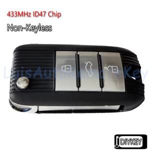 3버튼 비키리스 플립 리모컨 자동차 키 FOB 433MHz ID47 칩 (MG HS ZTS MG3 MG6 MG5 RX5 RX8 I5 I6 용)
