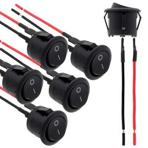 6피스 미니 소형 로커 스위치 12 볼트 ON Off 토글 사전 배선 된 6A/250V 10A/125V AC DC 전기 DIY 적용