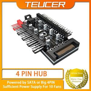 TEUCER 4 핀 PC 선풍기 허브  데스크톱 컴퓨터 케이스  전원 케이블 확장 분배기  1to10 PWM
