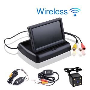 자동차 링 무선 4.3 인치 TFT LCD 화면 모니터 디스플레이 후면보기 역방향 백업 카메라 TV Wifi