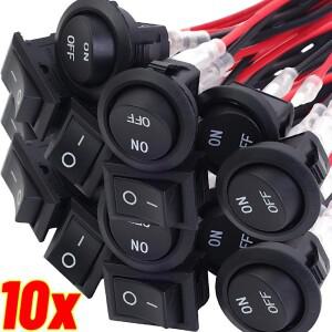12V 원형 로커 스위치 AC 6A/250V 10A/125V SPST 2핀 2단계 온/오프 토글 자동차 보트 RV 블랙