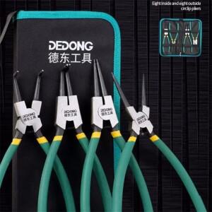 4피스 4in1 Circlip 펜치 세트 보관 가방 코 플라이어 Staight Bent Plier 내부 외부 고정 스냅 링 리무버