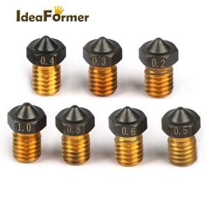 1/2/5피스 E3D V6 PTFE 코팅 황동 노즐 Ender3 Titan Prusa i3 MK3 용 0.2/0.4/0.5/0.6/0.8/1.0mm 1.75mm M
