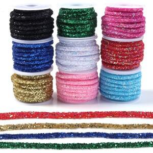 5야드 6mm 라인스톤 스팽글 라운드 튜브 코드 PVC 소프트 로프 DIY 신발끈 후드티 바지끈 의류 장식