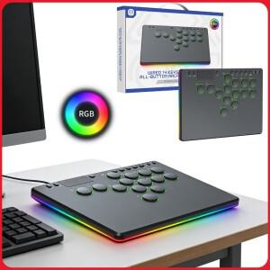 14키 올버튼 아케이드 컨트롤러는 스위치/플스호환 4/PC 게임용 핫스왑 블랙 격투 키보드를 지원합니다.