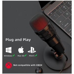 PC Mac 노트북용 USB 컴퓨터 마이크 - 라이브 스트리밍 노래방 및 게임용 소음 차단 콘덴서