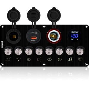 해양 보트 트럭 카라반 자동차 소켓 회로 토글 스위치 패널용 금속 4-8 LED 로커