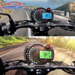 바이크 오토바이 디지털 속도계 타코미터 주행 거리계 미터 계기판 조정 가능 MAX 299 KM/H 7 색 대시 보드