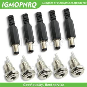 암수 잭 소켓 너트 패널 마운트 DC 전원 어댑터 커넥터  플러그  5.5x2.1mm  10 개  5 쌍  DC099