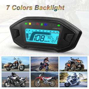 HD 바이크 오토바이 LED 디지털 타코미터  0-13000RPM  7 색 백라이트 대시 보드  센서 포함  범용 주행 거