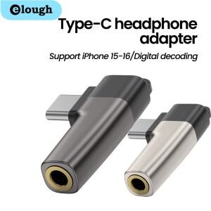 90 ° 팔꿈치 USB C타입 ~ 3.5mm Aux 어댑터 -c 잭 오디오 케이블 이어폰 변환기 iphone 호환 15 16 samsun