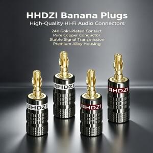 HHDZI 4.8mm 랜턴 오디오 바나나 플러그 8.5mm 대형 와이어 구멍 24K 금도금 건메탈 하이파이 앰프 스피커