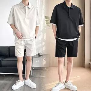 남성 편한 카라티 아이스 세트 상하의 반바지 여름 쿨