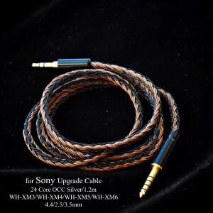 24-스트랜드 헤드폰 업그레이드 케이블(2.5mm/3.5mm/4.4mm) 소니 WH-XM3/WH-XM4/WH-XM5/WH-XM6 액세서리와