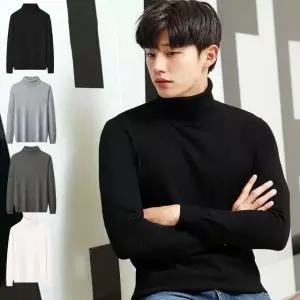 [모로엠] 남성 베이직 터틀넥 긴팔 니트 티셔츠 LD-KNK-QSIS599