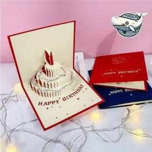 감동 생일 축하 편지 팝업 카드 레드
