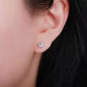 [샤밍주얼리]5부 7부 1캐럿 다이아 베젤 귀걸이 천연 랩 예물 14K 18K 골드 결혼 기본 웨딩