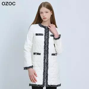 [오조크(OZOC)] 트위드 배색 다이아 퀼팅 코트 (택가격 279000원)