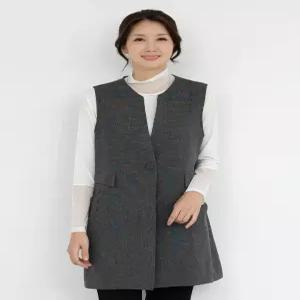 [모슬린]엄마옷 라운드 원버튼 롱정장조끼 615FGH068 마담중년여성빅사이즈50대60대