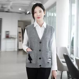 [모슬린]엄마옷 귀여운 고양이 니트 조끼 615FGH101 마담중년여성빅사이즈50대60대