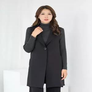 [모슬린]엄마옷 카라 정장 원버튼 롱 조끼 615FGH092 마담중년여성빅사이즈50대60대
