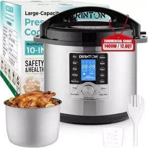 드린턴 12L/12.8QT 상업용 압력솥 논스틱 냄비가 포함된 10-in-1 LCD 디스플레이가 탑재된 1400W 전기