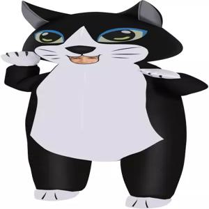 성인과 들을 위한 M 사이즈 ZONE 부풀리는 고양이 의상 할로윈 파티용 흑백 수트