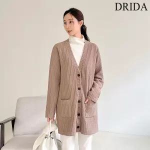드리다 봄 가을 여성 브이넥 와플 롱가디건 빅사이즈 니트 가디건 40-50대 미시 중년여성 엄마옷