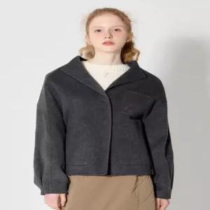 [(Bonispax)] 울 포켓 자수 핸드메이드 숏 자켓 (택가격 259000원)